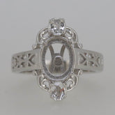 Art Nouveau Style Sterling Silver Semi Mount Ring Setting Oval OV 9x7mm - Syzjewelry